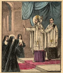 Order of the Visitation of Holy Mary - St. Francis de Sales - Saint Francois-de-Sales (1567-1622) - Francois de Sales grunnla Visitation Order med Madame de Chantal (Jeanne Francoise Fremyot de Chantal) (1572-1641) - Gravering fra «Religious teach