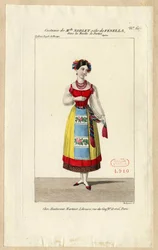 Frøken Noblet som Fenella. Kostymedesign for operaen La muette de Portici, 1828.