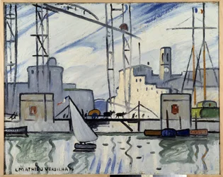 Marseille, fergebroen Maleri av Louis Mathieu Verdilhan (1875-1928) ca. 1918-1920 Musee Cantini, Marseille