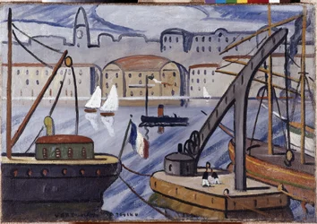 Utsikt over havnen i Marseille. Maleri av Louis Mathieu Verdilhan (Louis-Mathieu Verdilhan
