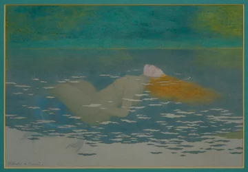 Havfrue (gouache på silke)