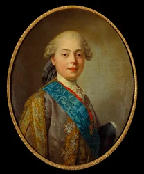 Portrett av Louis XVIII, konge av Frankrike, deretter grev av Provence (1755-1824). Maleri av Louis Michel Van Loo (1707 - 1771)