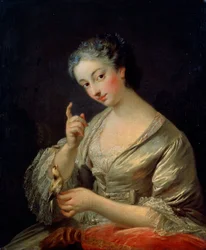 Dame med en fugl, 1700-tallet.