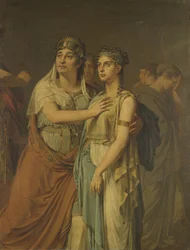 Skuespillerinnene Joanna Cornelia Ziesenis-Wattier (1762-1827) og Geertruida Jacoba Grevelink-Hilverdink (1786-1827) i Iphigenia (1674) av Jean Racine (1639-99)