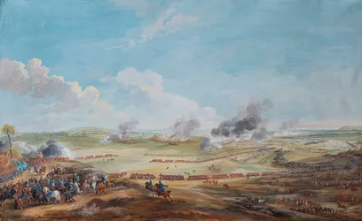 Perspektivbilde av slaget ved Lauffeld (Lawfeld 2. juli 1747)