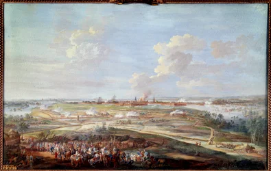 Utsikt over beleiringen av Menin av Louis XV fra 28. mai til 4. juni 1744 Maling av en gouache av Louis Nicolas Van Blarenberghe (1716-1794) 1780 Søn. 0,59 x 0,94 m