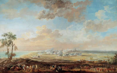 Østerrikes arvefølgekrig (1741-1748): "" Beleiring av Oostende av generalløytnant jarl av Lowendal fra 13. til 23. august 1745"" Gouache av Louis Nicolas Van Blarenberghe (1716-1794) 1783 Søn. 0,59x0,94 m Versailles, slottets museum