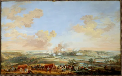 Østerrikes arvefølgekrig (1741-1748): "" Beleiring av slottene i Namur av greven av Clermont fra 24. til 30. september 1746"" Gouache av Louis Nicolas Van Blarenberghe (1716-1794) 1782 Søn. 0,59x0,94 m Versailles, slottets museum