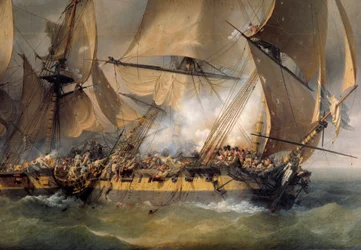 Kamp mellom den franske fregatten La Bayonnaise"" og den engelske fregatten "" L