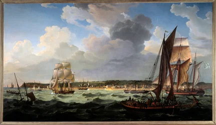 Havre fra havet. Maleri av Louis Philippe Crepin (1772-1851)