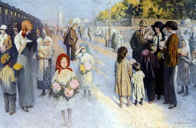 En jernbanestasjon i Russland i det transsibirske. sd. tidlig på 1900-tallet. Ill. de Sabatier