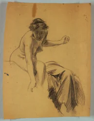 Studie av sittende nakenfigur