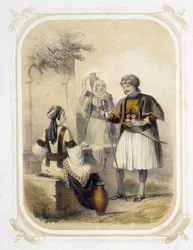Innbyggere i Hellas - i "" Album of the young traveler", illustrert av Louis Lassalle