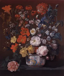 Blomster i en Chantilly-vase, ca. 1760 (olje på lerret)