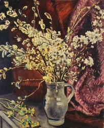 Mugge med blomstergrener; Kanne med blomstrende grener