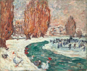 Skøyteløpere om vinteren (Petit Trianóns hage i Versailles) ()