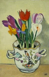 Vase med blomster, ca. 1920 (olje på lerret)