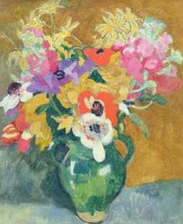 Vase med blomster, ca. 1925 (olje på lerret)