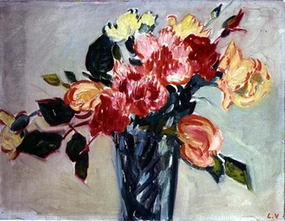 Vase med roser (olje på lerret)