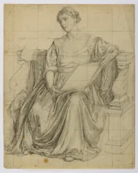 Uten tittel (sittende, drapert kvinnelig allegorisk figur)
