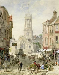 All Saints Pavement, York (akvarell og kroppsfarge på papir)