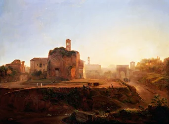 Utsikt over forumet om kvelden, av Louise-Josephine Sarazin de Belmont (1790-1870)