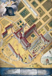 Port-Royal des Champs Abbey, generell utsikt, av Louise-Magdeleine Hortemels (1688-1767), Frankrike