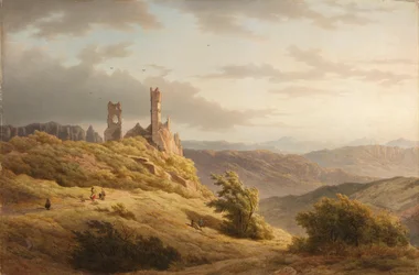Fjelllandskap med en ruin