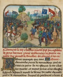 Frankrikes og Burgunds hærer med Martel i bønn