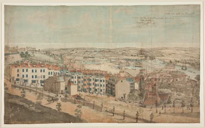 Forberedende skisse for View of Granby Hill, Clifton, fra vesten (akvarell på papir)