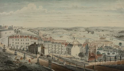 Utsikt over Granby Hill, Clifton, fra vest (akvarell på papir)
