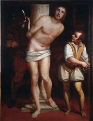Kristus ved søylen eller det piskende maleri av Luca Cambiaso (1527-1585) Dim 171x130 cm Genes, Musei di Strada Nuova (ex Palazzo Bianco)