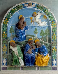 Kristus ved Oljeberget Keramikk malt og lakkert av Luca della Robbia (1400-1482) 1400-tallet. Paris, Louvre-museet