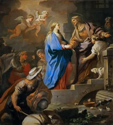 Barokk : The Visitation par Giordano, Luca (1632-1705), ca 1696. Olje på lerret, 206x187. Kunsthistorisk museum, Vienne