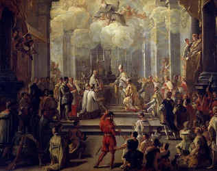 Innvielse av prest, av Luca Giordano (1634-1705), olje på lerret