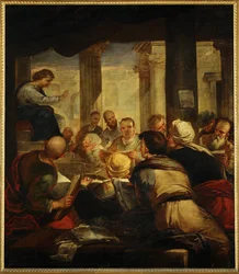 Jesus underviser legene i tempelet (maleri på lerret)