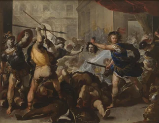 Persevs forvandler Fineus og hans tilhengere til stein, tidlig på 1680-tallet