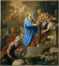Besøket. Den hellige Maria besøker Elisabeth, kona til Sakarias og mor til døperen Johannes (maleri på lerret)