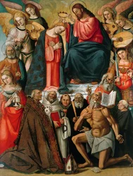 Jomfruens kroning med engler og helgener, 1523.