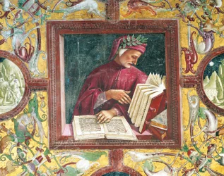 Italia, Umbria-regionen, Orvieto, katedralen, Madonna di San Brizio-kapellet, portrett av Dante Alighieri av Luca Signorelli, freske
