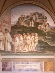 Stories of St Benedict, av Luca Signorelli (ca 1445-1523), freskomaleri. Klosteret til St. Benedict, klosteret Monte Oliveto Maggiore.