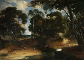 Landskap med skog (olje på lerret)