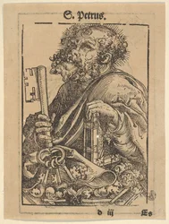 Byste av St. Peter, fra den store serien av Wittenberg-relikvier, verso: Martin Luther..., 1509.