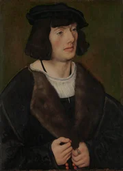 Portrett av en mann med rosenkrans, ca. 1508.