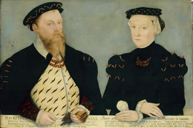 Tysk: Kurfyrst Moritz av Sachsen (1521–1553) og hans kone Agnes (1527–1555) Moritz, kurfyrst av Sachsen og hans kone Agnes
