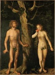 Adam og Eva (maleri på tre)