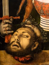 Judith med Holofernes#39; hode, ca. 1530 (Tempera og olje på tre (lind))