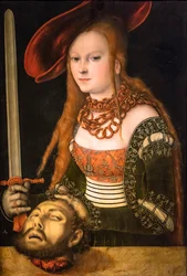 Judith med Holofernes#39; hode, ca. 1530 (Tempera og olje på tre (lind))