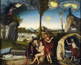La loi et la grace - Lov og nåde - Cranach, Lucas, den eldste (1472-1553) - 1529 - Tempera på panel - 72x88,5 - Nasjonalgalleriet, Praha