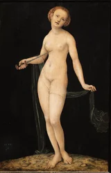 Lucretia, romersk adelskvinne og kone til Tarquinius Collatinus (tempera på tre)